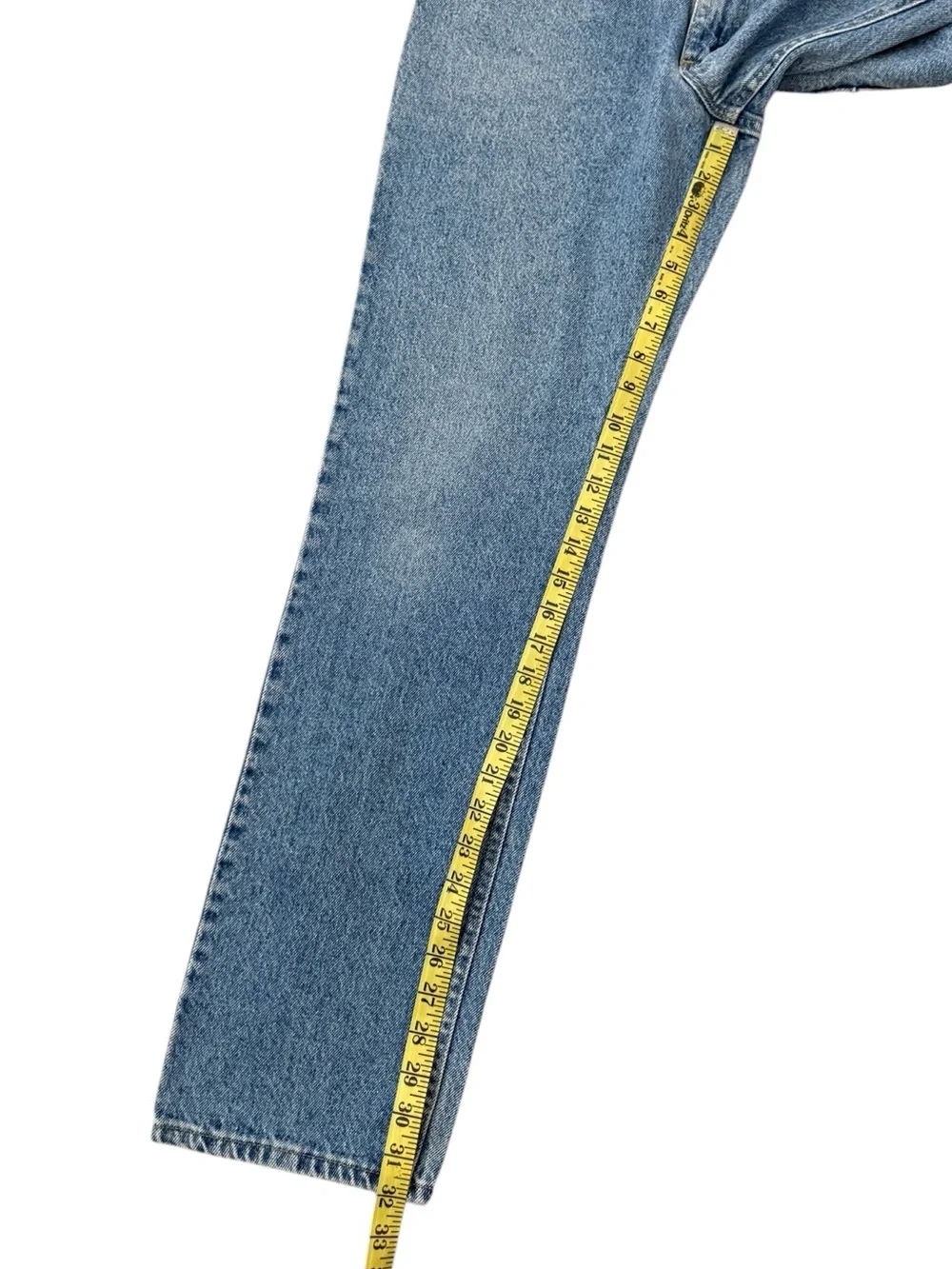 Vintage Lee USA Union Made Straight Leg Jeans 34x34 Fits 32x32 Medium Blue Wash - Picture 14 of 15